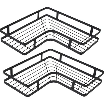 Ruhhy 27092 Rohová polička do koupelny 2 ks, černá