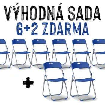 Jídelní židle VÝHODNÁ SADA 6+2 ZDARMA - 8x Jídelní židle SKLÁDAČKA, modrá