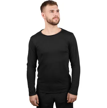 Dámské oblečení Vlnka Pánské Merino tričko Woolee s dlouhým rukávem černá velikost oblečení XL