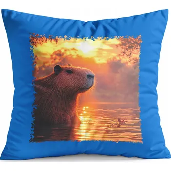 Polštář POLŠTÁŘ MODRÝ DÁREK – MÓDNÍ ZVÍŘATA KAPYBARA