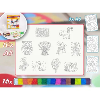 omalovánky Radost v písku Velká sada PRO HOLKY - Barevné pískování obrázků