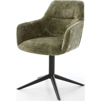 Jídelní židle DELIFE Jídelní židle Pejo-Flex žinylka olivová černý křížový podnož 360° otočný houpací funkce taštičkové pružiny