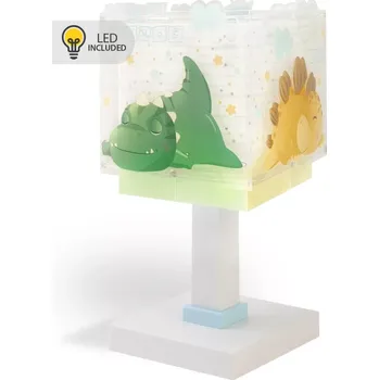Lampička Dalber 63451 BABY DINOS - Dětská stolní lampička s dinosaury, fosforeskující (Stolní lampička pro děti s motivem dinosaurů)