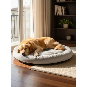 Pelíšek pro psa Sinsay - Kulaté pelíšek pro zvířata s motivem tlapky - šedá - 7878P-09X - 7878P-09X-ONE