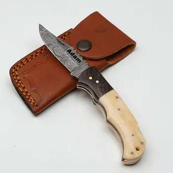 kapesní nůž Exkluzivní zavírací nůž z damascénské oceli a rukojetí z prémiové velbloudí kosti