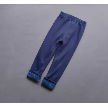 Dívčí zimní zateplené legíny (vel. pro 2-11 let) - bavlněné Barva: modrá, Velikost: 130 (6-7 let)