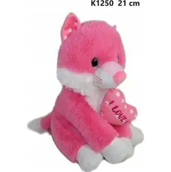 plyšák PLYŠÁK KOČKA RŮŽOVÁ SE SRDÍČKEM V TLAMIČCE 21 CM VALENTÝN KOŤÁTKO