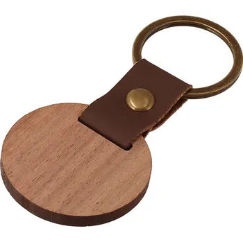 Dřevěný přívěsek s kůží - kolečko
