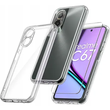 Pouzdro na mobilní telefon POUZDRO pro REALME C67 4G TRANSPARENTNÍ SLIM ZADNÍ KRYT + SKLO