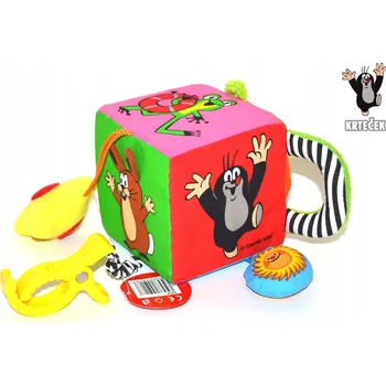 Krteček Textilní Multifunkční Kostka - Dětská hračka pro nejmenší 10 cm