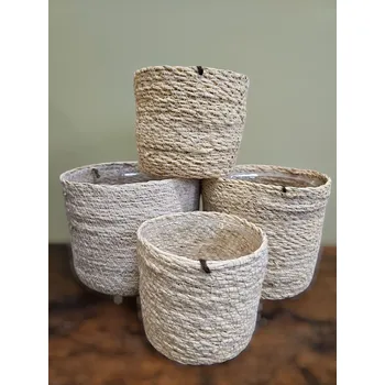 Obal na květináč Koš mořská tráva bělený rovný více velikostí