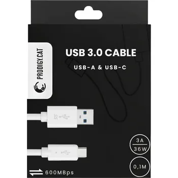 Datový kabel Kabel prodigy.cat USB - USB-C 0,1 m bílý (bílý)