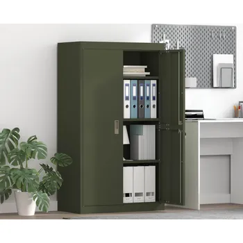 Příborník do zásuvky vidaXL Úložná skříňka 2 pcs Olivově zelená 80 x 40 x 140 cm