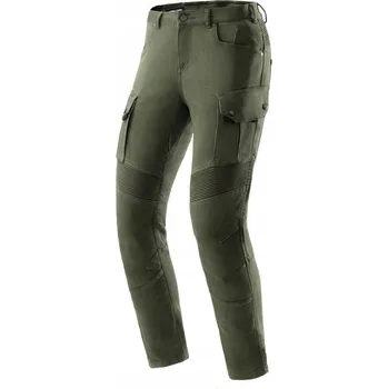 Moto kalhoty REBELHORN FASTER OLIVE GREEN MOTOCYKLOVÉ JEANSY PÁNSKÉ ZELENÉ