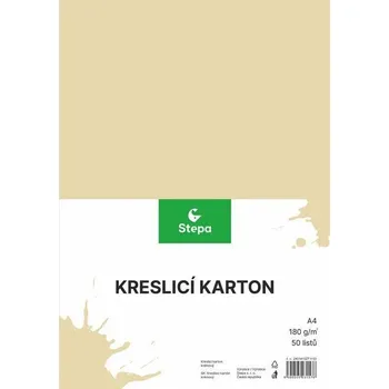 Výtvarný papír Kreslící karton Stepa A4 180g/m2, - krémový, 1ks