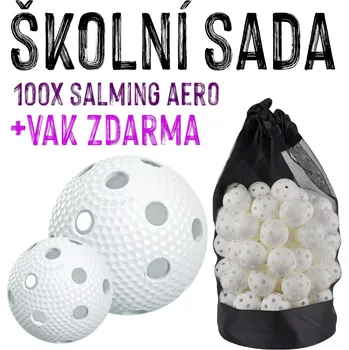 Florbalový míček ŠKOLNÍ SADA - 100x Florbalový míček Salming AERO, bílá
