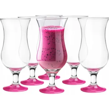 Sklenice Sada 6 koktejlových Skleničky GLASMARK 6 Ks dno na nápoj, purpurově růžové, 420 ml