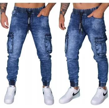 Pánské kalhoty KAPSÁČE PÁNSKÉ JOGGER KALHOTY DŽÍNY ELASTICKÉ