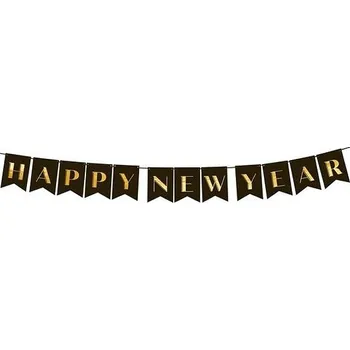 Party dekorace Banner HNY černo-zlatý 250cm