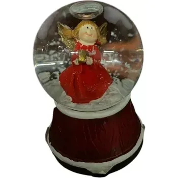 Vánoční ozdoba Sněžítko červené s andílkem (Skleněná koule sněžítko)