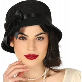 Klobouk Klobouk s mašlí dámský černý 20. léta