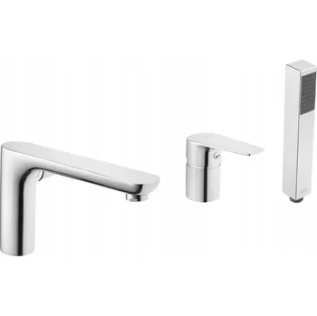 Vodovodní baterie Vanová baterie páková, montáž na okraj vany, Invena DOKOS, stříbrná