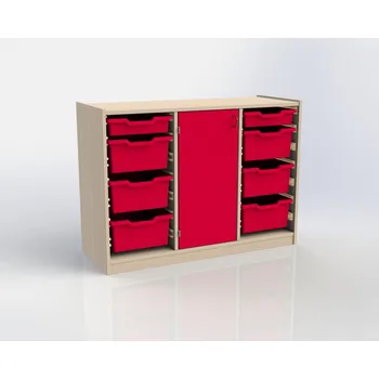 Koupelnový nábytek Skříňka ARI s dvířky, 2x police, 8x box, červená