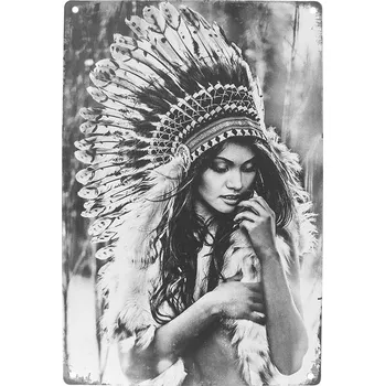 Plechová cedule Plechová cedule Indiánka 20x30 cm (Retro dekorace do pokoje)