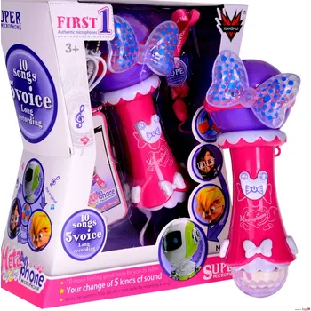 Doris Dětský mikrofon karaoke s nahráváním a světly růžový