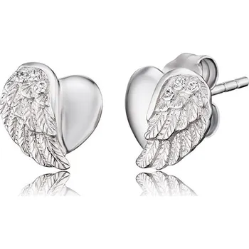 Náušnice Náušnice ENGELSRUFER Srdce s křídlem se zirkony a puzetou ERE-LILHEARTWING-ST