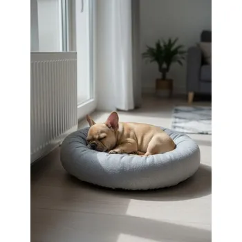 Pelíšek pro psa Sinsay - Kulaté pelíšek pro zvířata s motivem tlapky - šedá - 7877P-09X - 7877P-09X-ONE