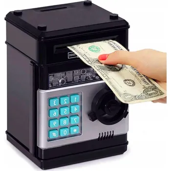 Pokladnička Sejf Pokladnička na PIN Bankovky Bankomat Mince + Kód Vkladů