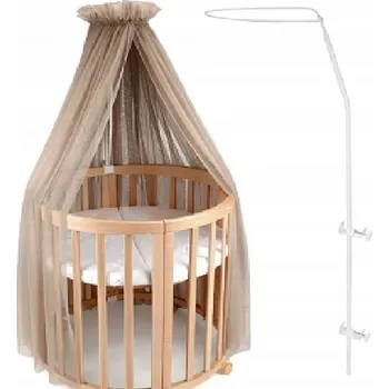 Waldin Tylový baldachýn na postýlku Taupe + stojan na baldachýn