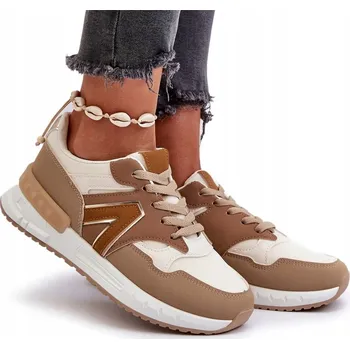 Dámská obuv DÁMSKÉ TENISKY Z EKO KŮŽE NA MÍRNÉ PLATFORMĚ, MÓDNÍ HNĚDÉ, VELIKOST 36