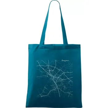Černobílá mapa Znojmo - Taška bavlněná - 42 x 38 cm ( Petrolejová )