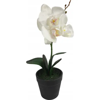 umělá květina Umělá Orchidej v květináči, velká, bílá, pravá