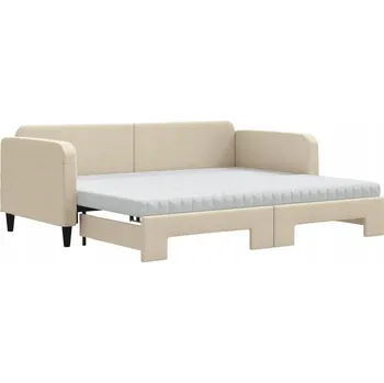 Pohovka Krémová rozkládací pohovka 2v1, rozměry 223x100x75 cm, po rozložení 223x192,5x75 cm