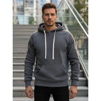 Pánská móda Dstreet Stylová pánská mikina s kapucí v šedé barvě