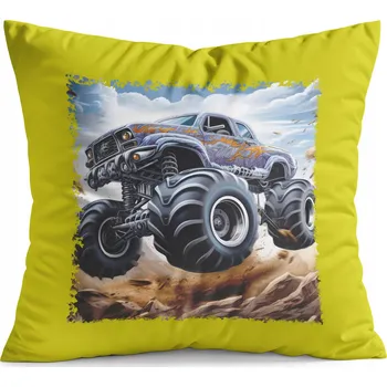 Polštář POLŠTÁŘ ŽLUTÝ DÁREK - AUTO MONSTER TRUCK
