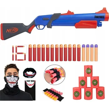 Dětská zbraň PISTOLE NERF FORTNITE PUMP SG MEGA + 12 ŠIPEK + NÁKRČNÍK + ČELENKA + TERČE