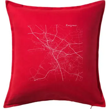Polštář Černobílá mapa Znojmo - Polštář 50x50 - 50x50 - Pouze potah ( Červená )