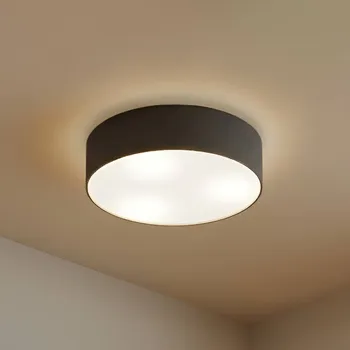 Svítidlo Stropní světlo Lindby Sebatin, Ø 40 cm, šedá, tkanina, E27 - Výška stínidla na lampu 12 cm, Ø stropního držáku 12 cm šedá, bílá, matný nikl 3 x 15 W LED - Doprava zdarma