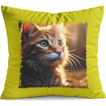 Polštář POLŠTÁŘ ŽLUTÝ DÁREK - ZVÍŘATA KOČKA KOTĚ SLADKÁ