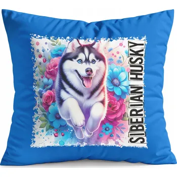Polštář POLŠTÁŘ MODRÝ DÁREK - PES PSIK PEJSEK PLEMENO SIBIŘSKÝ HUSKY
