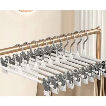 Věšák 2 KS Kovové věšáky se skřipci na oblečení do skříně, na kalhoty