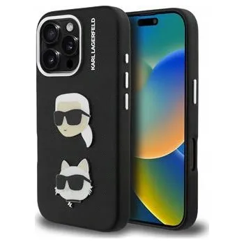 Pouzdro na mobilní telefon Karl Lagerfeld Grained PU K&CH Heads Zadní Kryt pro iPhone 16 Pro Black
