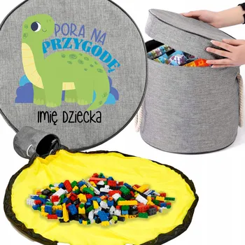 Úložný box Koš na hračky, kostky s podložkou, prostorný Dárek pro dítě - Čas na dobrodružství