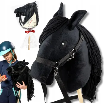 Hobby horsing HOBBY HORSE SKIPPI A3 KONÍK NA TYČI ČERNÉ HŮLI + OHLÁVKA