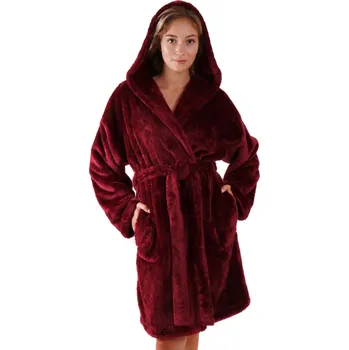 Dámský župan Dámský župan Lilly extra s kapucí 3/4 3320 3651 Vínová - Vestis vínová L-XL