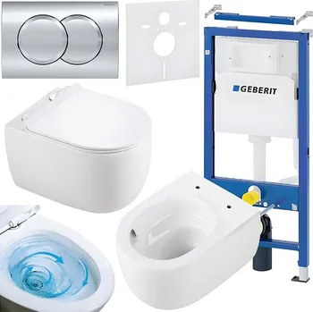 BPS-koupelny Podomítkový modul Geberit DuoFix s WC mísou LE-WH-TR-01 + ovládací tlačítko Delta 01 chrom